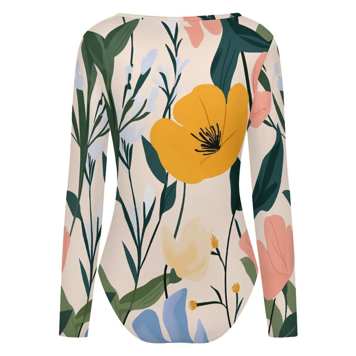Custom Square Neck Long Sleeve Bodysuit for Women