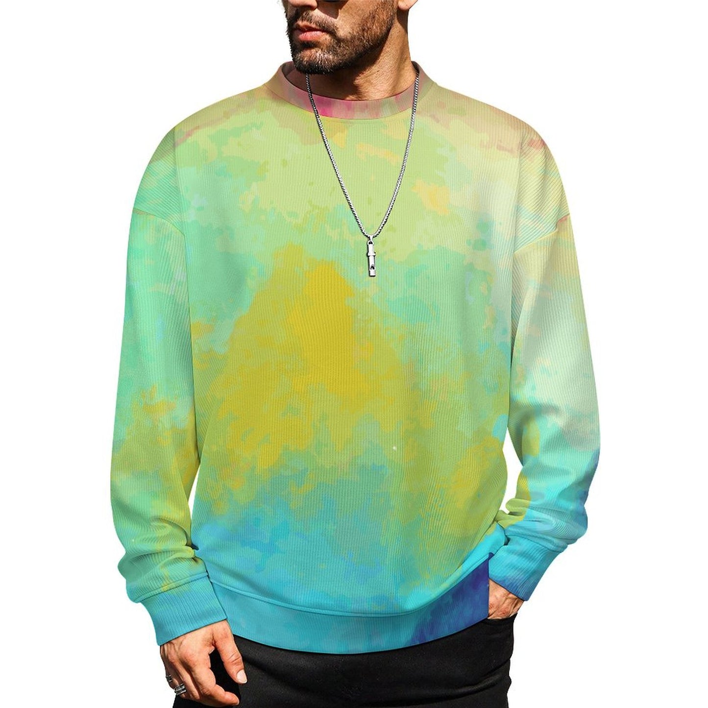 Custom Men's Drop Shoulder Sweater | Personalized Crewneck Pullover