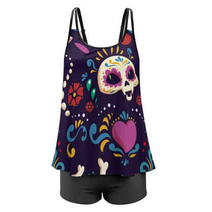 Custom Skirted Two-Piece Swimsuit | Personalized Tankini with Boyleg Shorts