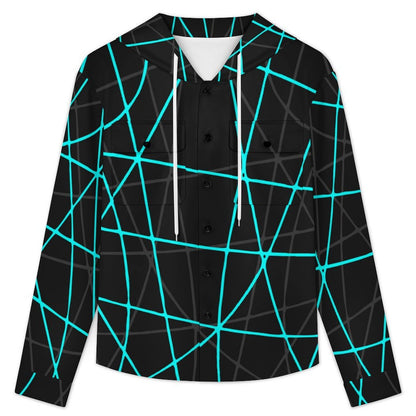 Custom Hooded Shirt Jacket for Men with All-Over Print