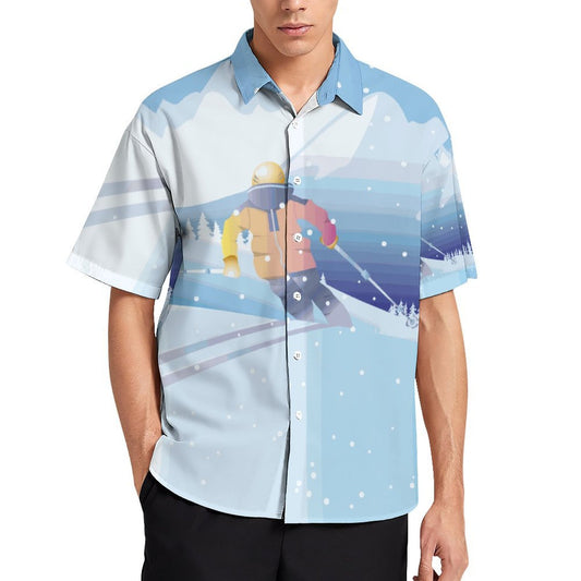 Custom All-Over Print Cotton Shirt - Men's Short Sleeve Button-Up with Classic Collar