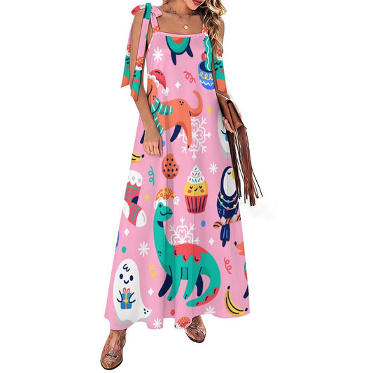 Custom Women's Tie-Strap Ankle-Length Maxi Dress