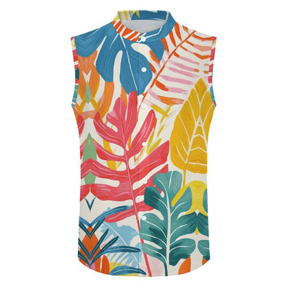 Custom Men's Sleeveless Button-Down Resort Shirt