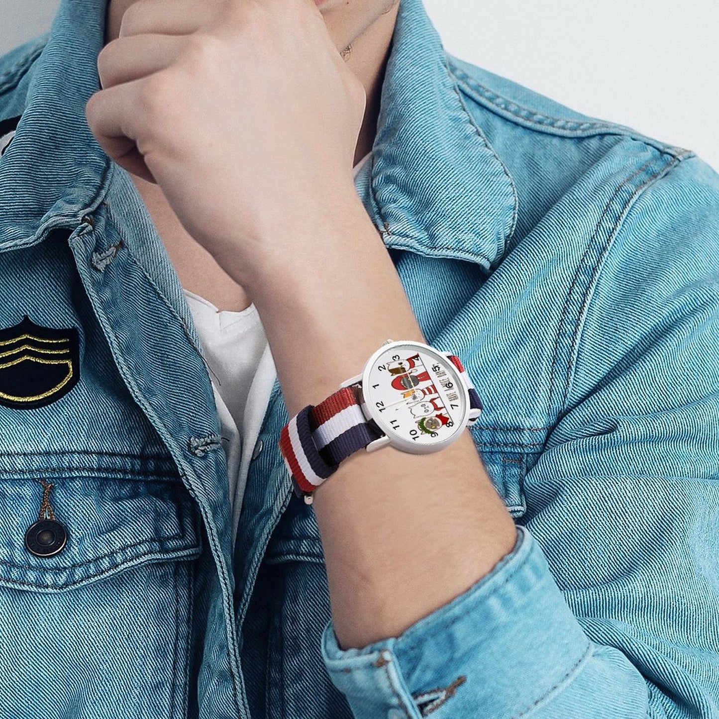 Custom Nylon Strap Watch | Preppy Style Tri-Color Wristwatch