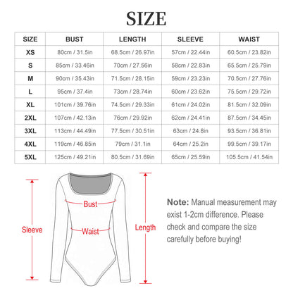 Custom Square Neck Long Sleeve Bodysuit for Women