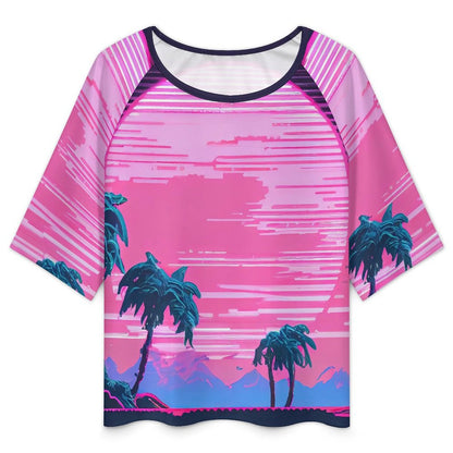 Custom Women's Off-Shoulder T-Shirt | Loose Fit Ribbed Top