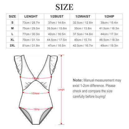 Custom Ruffle Sleeve One-Piece Swimsuit with Removable Padding