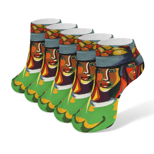 Custom Short Socks (5-Pack) | Personalized Polyester Ankle Socks