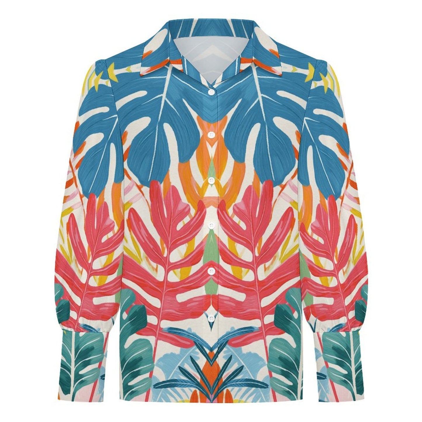 Women's Fashion Balloon Sleeve Long Sleeve Shirt with Custom Prints