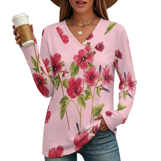 Personalized Women's V-Neck Long Sleeve Shirt
