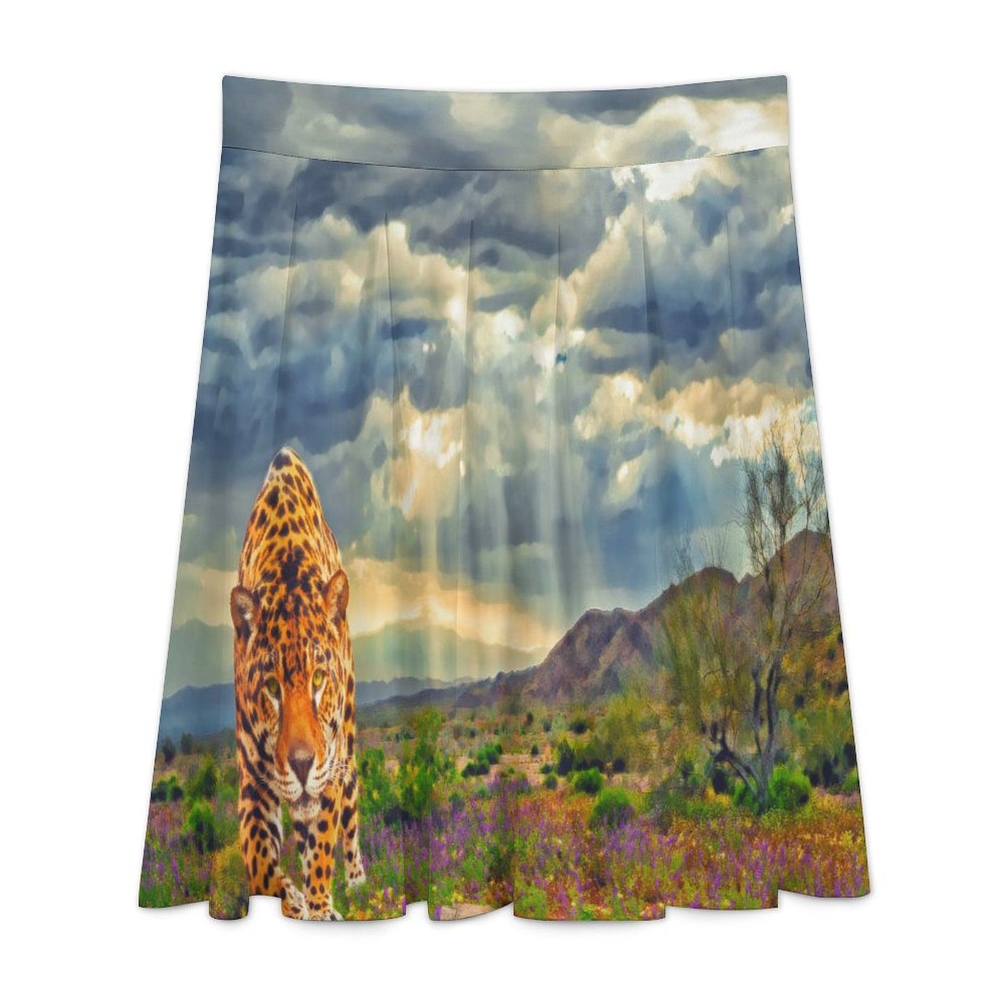 Custom Photo Midi Skirt | Personalized High-Waisted Skirt with Darts