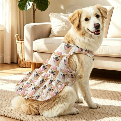 Pet Dress Dog, Repeating Pattern  Santa Claus-Red-White-Circle-Blue-Print-Merry Christmas-Repeat-Tile
