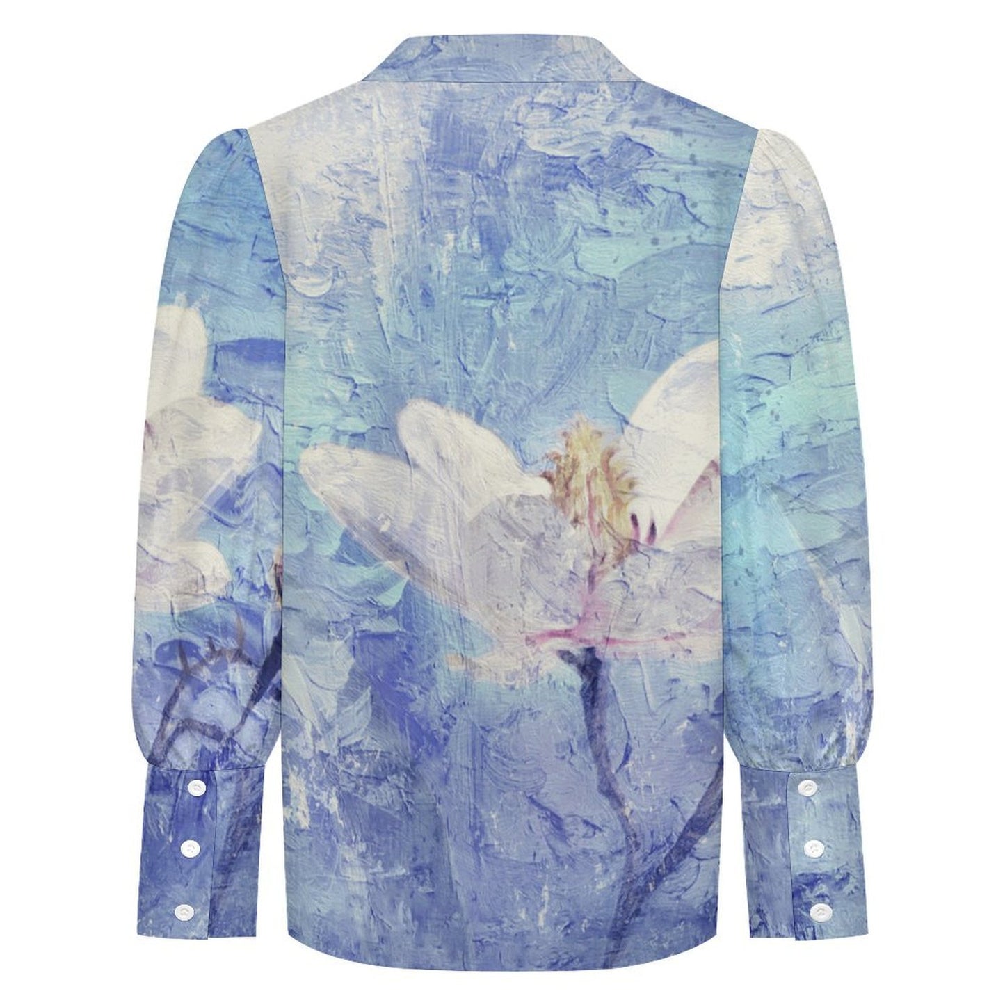 Cape Sleeve Long Sleeve Shirt Oil Painting, Purple, Flowers