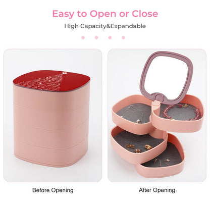 Custom Rotating Jewelry Box | 4-Tier Organizer with Your Photo