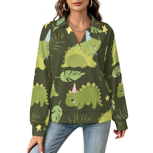 Women's Custom V-Neck Sweatshirt - Long Sleeve Casual Pullover