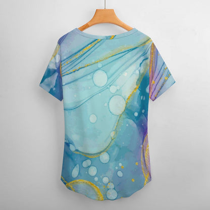 Custom Women's Milk Silk V-Neck T-Shirt | Personalized Soft Tee