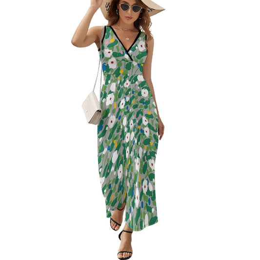 Custom Milk Silk Tank Dress | V-Neck Ruffle Midi with Cool-Touch Fabric