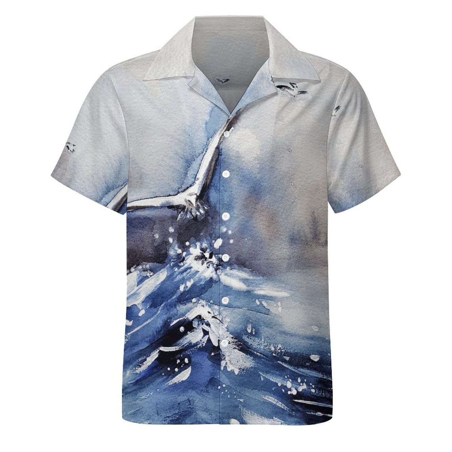 Cuban Collar Shirt Watercolor, Seagull