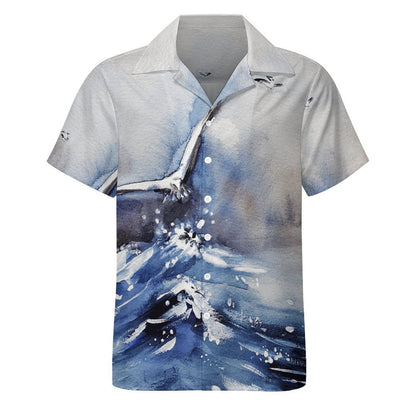 Cuban Collar Shirt Watercolor, Seagull