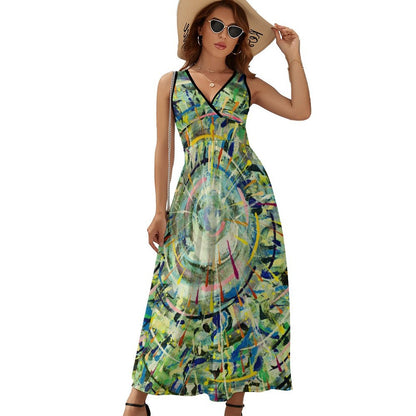 Custom Sleeveless V-Neck Maxi Dress | Personalized Ruffled Hem Dress