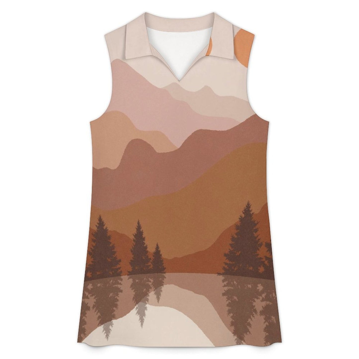 V-neck Sleeveless Dress Nature View Paintings