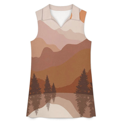 V-neck Sleeveless Dress Nature View Paintings