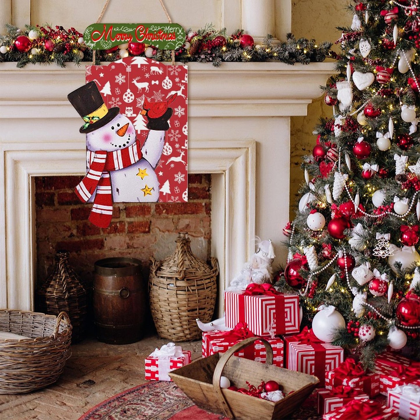 Your Photo as Custom Wooden Christmas Wall Art | A Rustic Holiday Scene