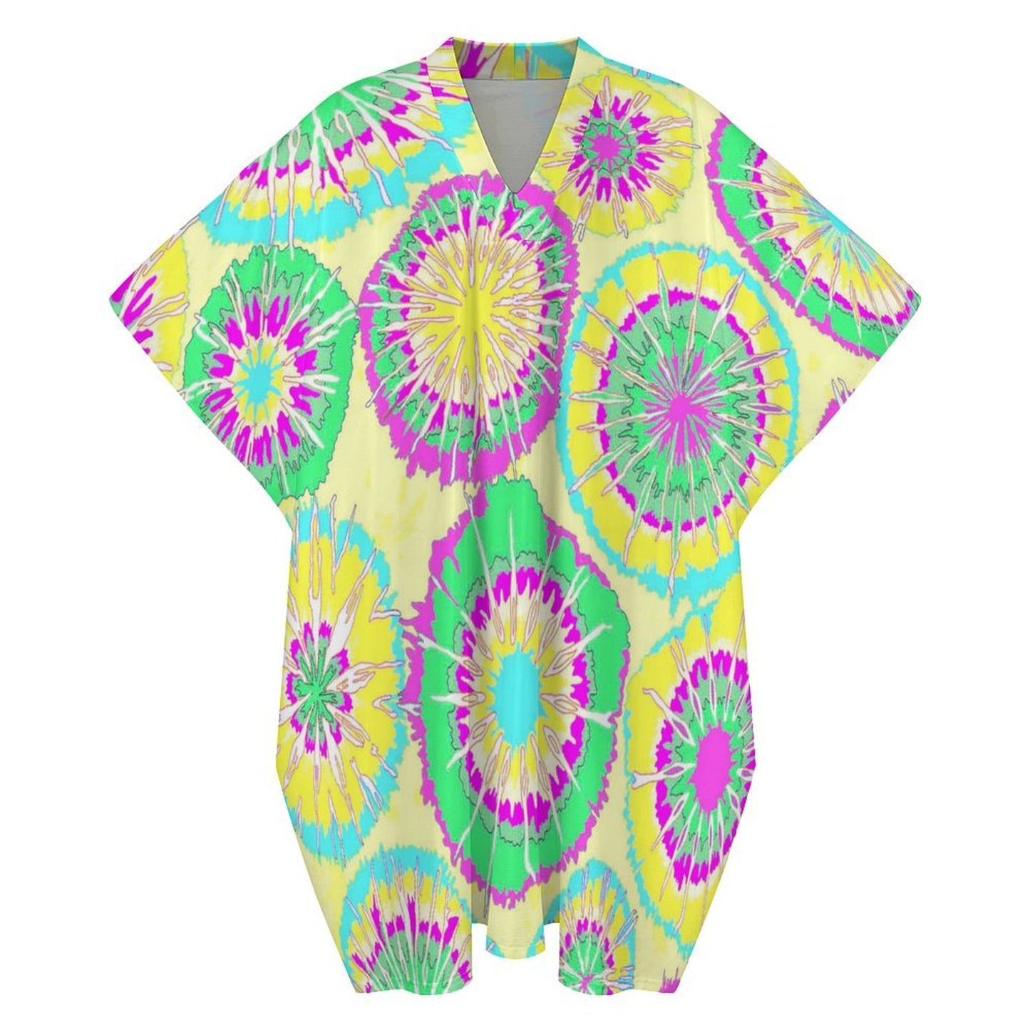 Custom Print Kaftan Robe | V-Neck Butterfly Sleeve Dress