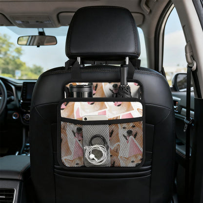 Custom Car Seat Organizer with Mesh Pockets and Reinforced Handles