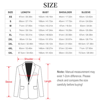Men's Single-Button Blazer with Custom Heat Transfer and Flap Pockets