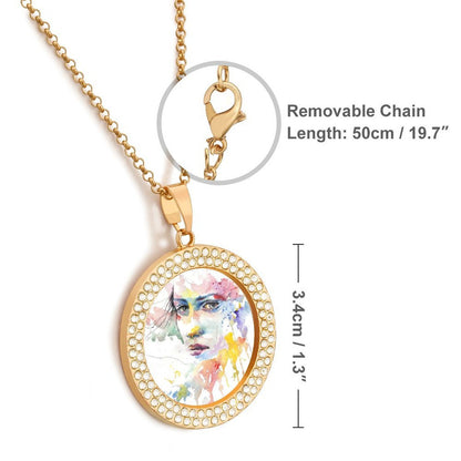 Custom Rhinestone Photo Pendant Necklace