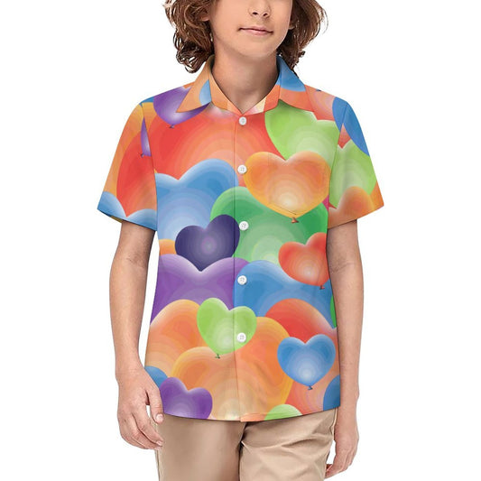 Custom All-Over Print Kids Short Sleeve Shirt with Collar and Pocket
