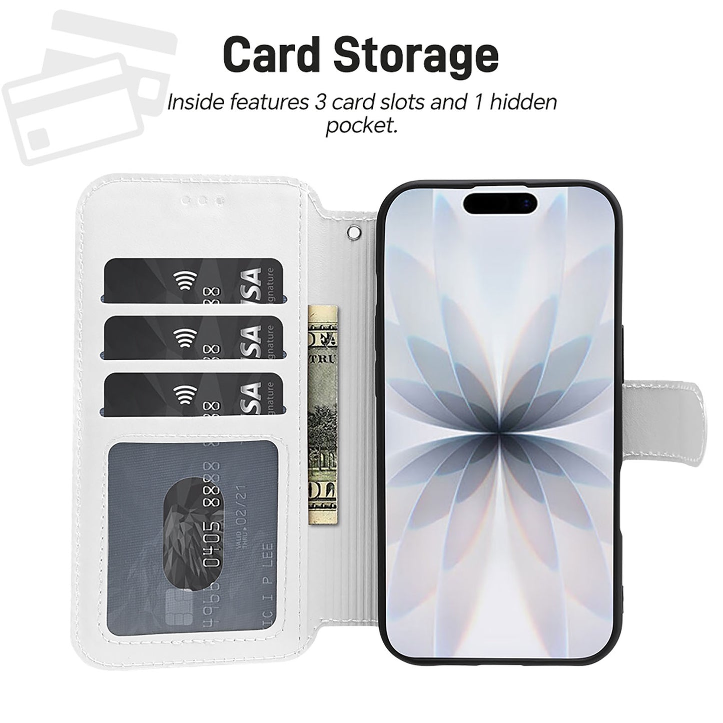 Personalized iPhone 17 Leather Flip Wallet Case with Card Holder & Lanyard