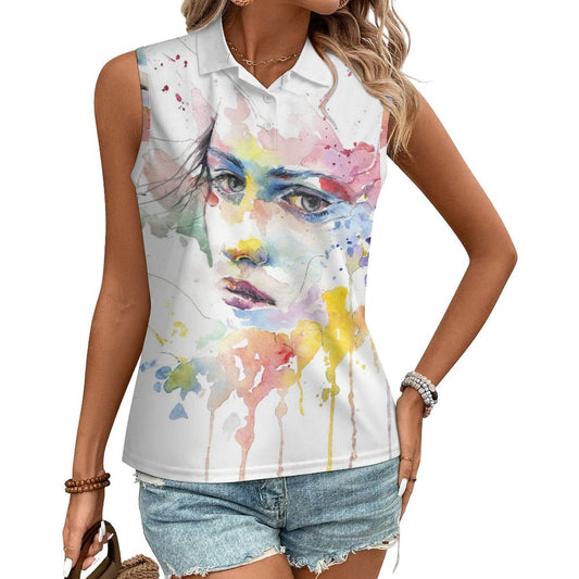 Custom Women's Sleeveless Polo | Personalized Mesh Golf Shirt