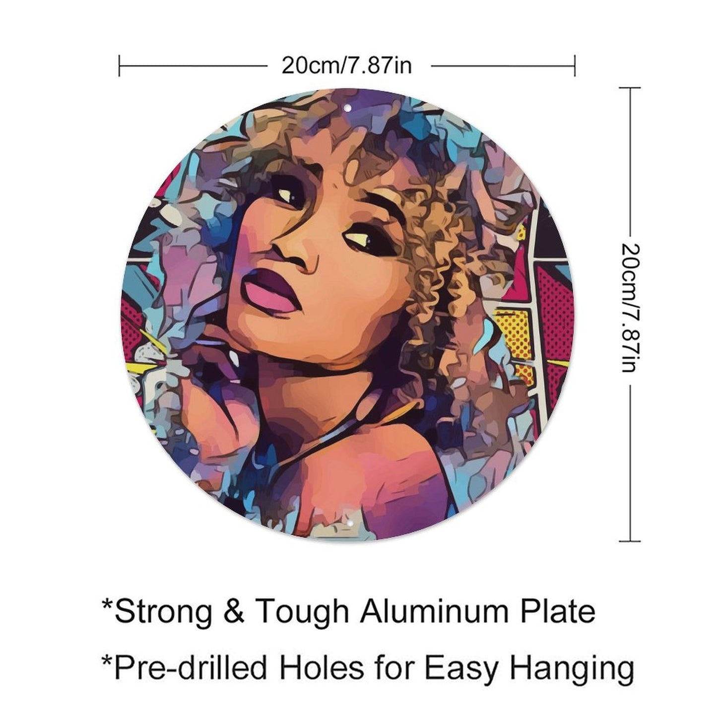 Custom Round Aluminum Sign 20cm | Personalized UV Print Decor