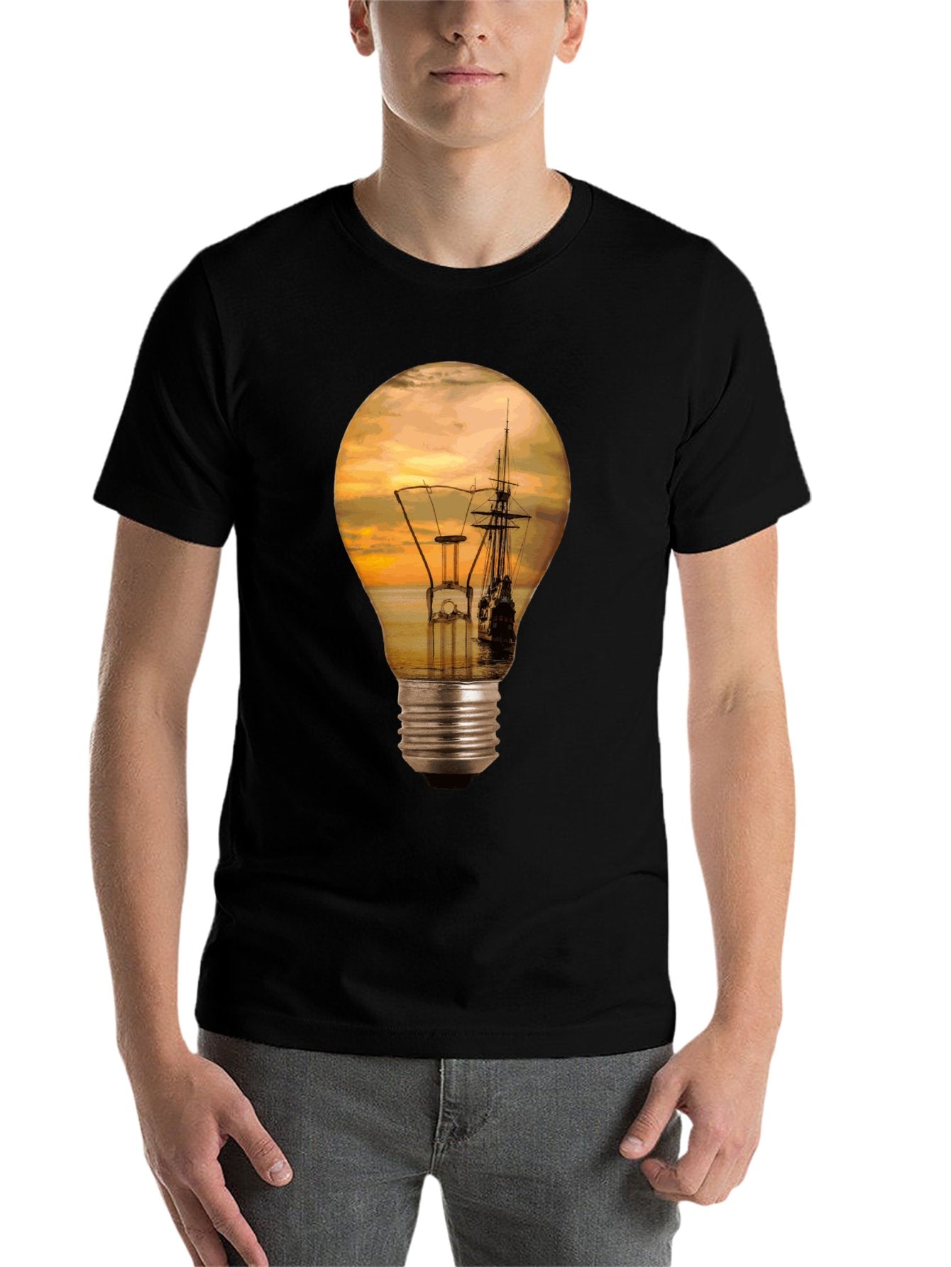 Custom T-Shirt with Your Image Text for Men  Personalized Crewneck Tee Front
