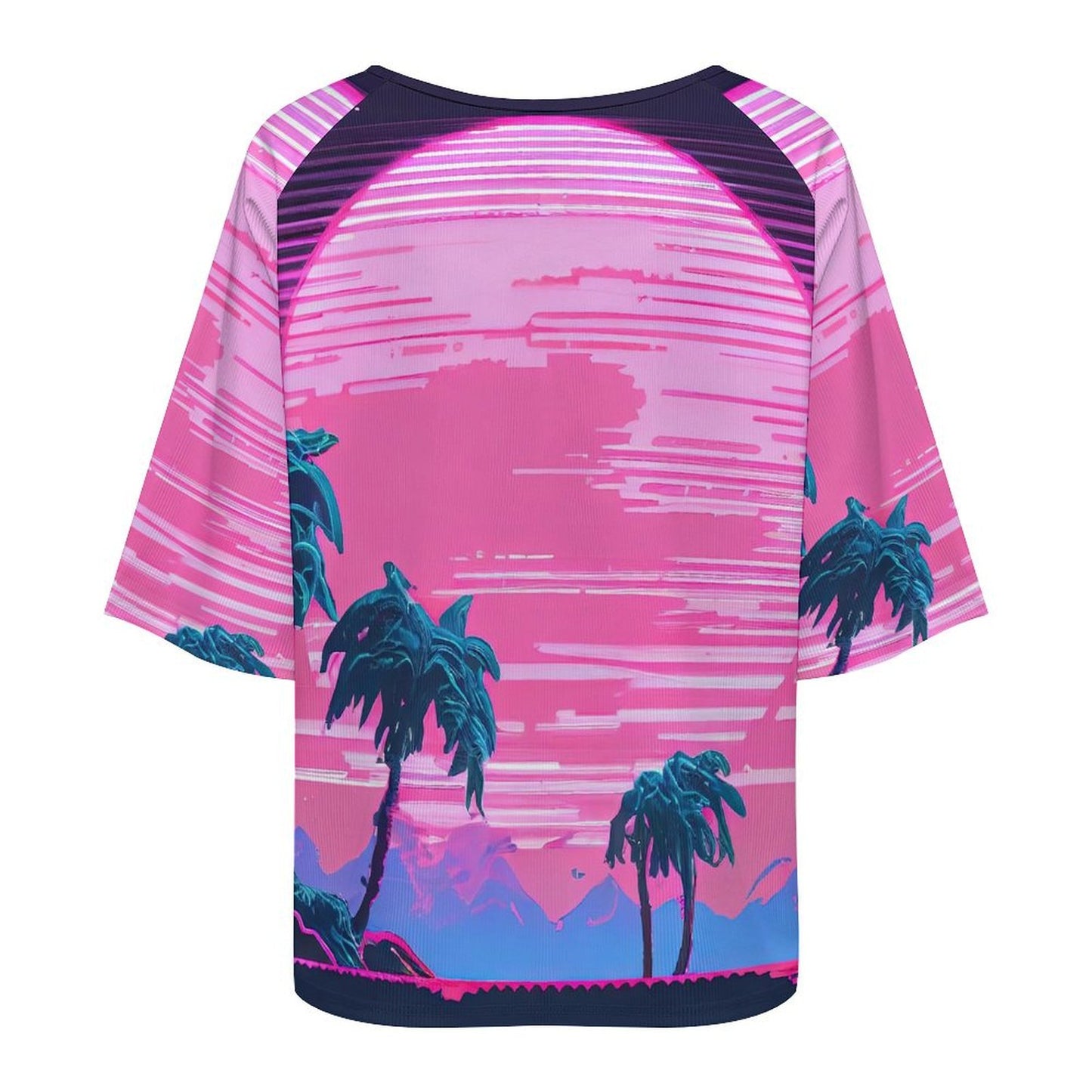 Custom Women's Off-Shoulder T-Shirt | Loose Fit Ribbed Top