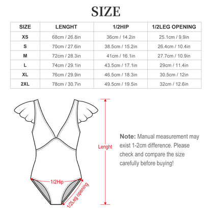 Custom V-Neck One-Piece Swimsuit with Ruffle Sleeves