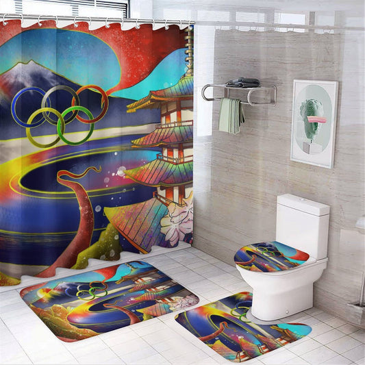 Custom 4-Piece Bathroom Set | Personalized Shower Curtain & Mats