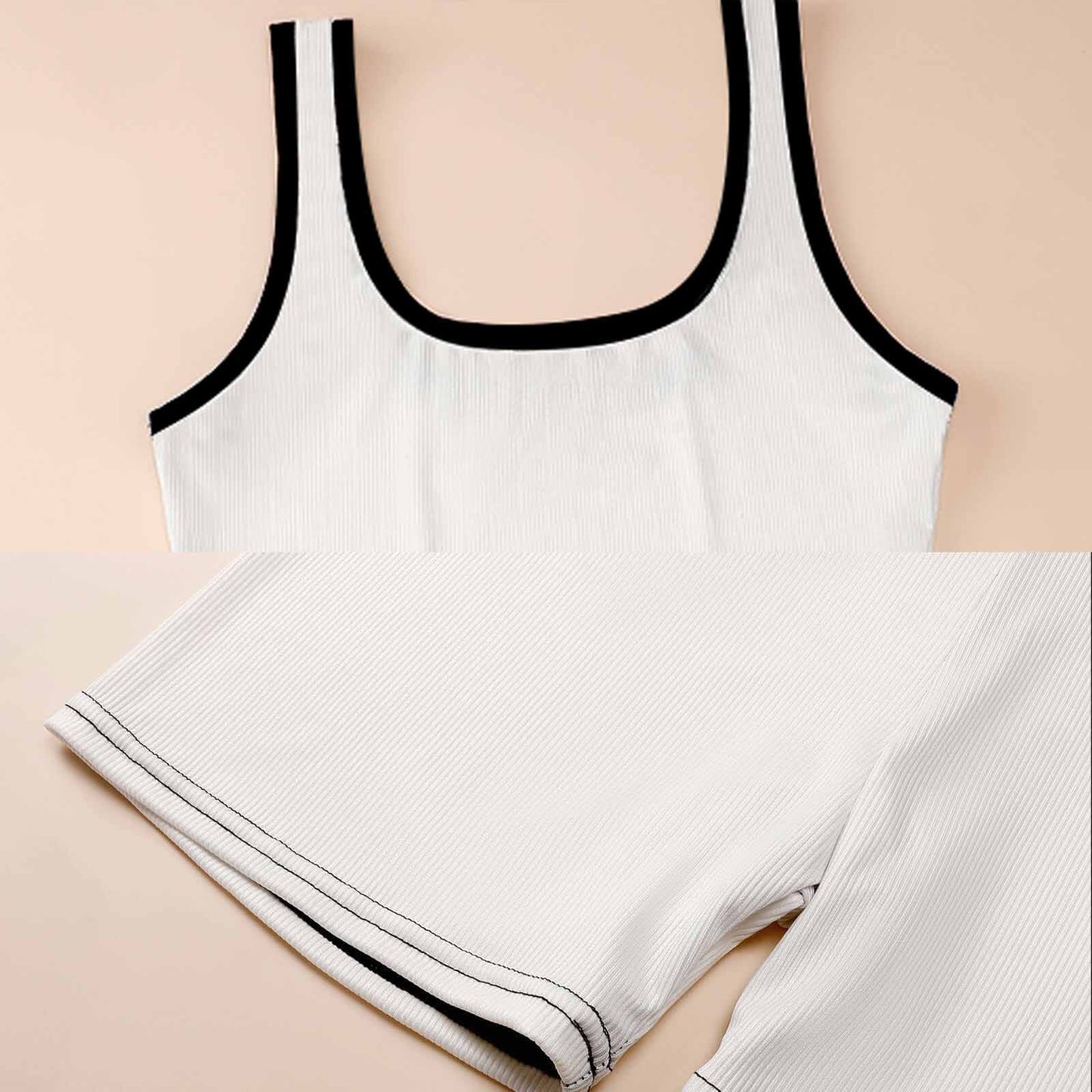 Custom Ribbed Yoga Set | 2-Piece Crop Top & Biker Shorts (S-2XL)