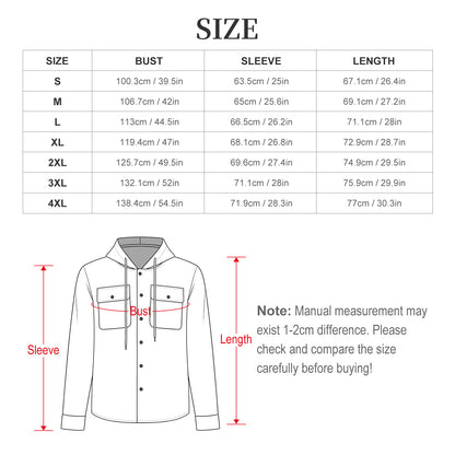Custom Hooded Shirt Jacket for Men with All-Over Print