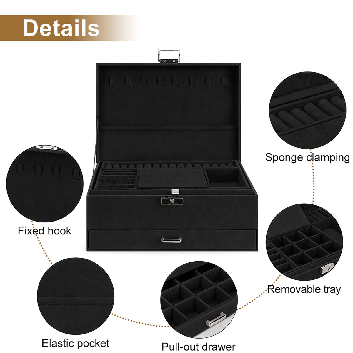 Personalized Three-Layer Suede Jewelry Organizer with Foil Stamping