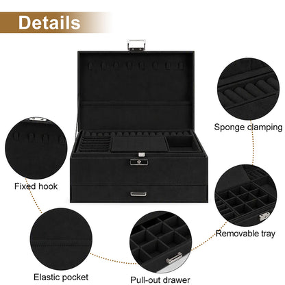 Personalized Three-Layer Suede Jewelry Organizer with Foil Stamping