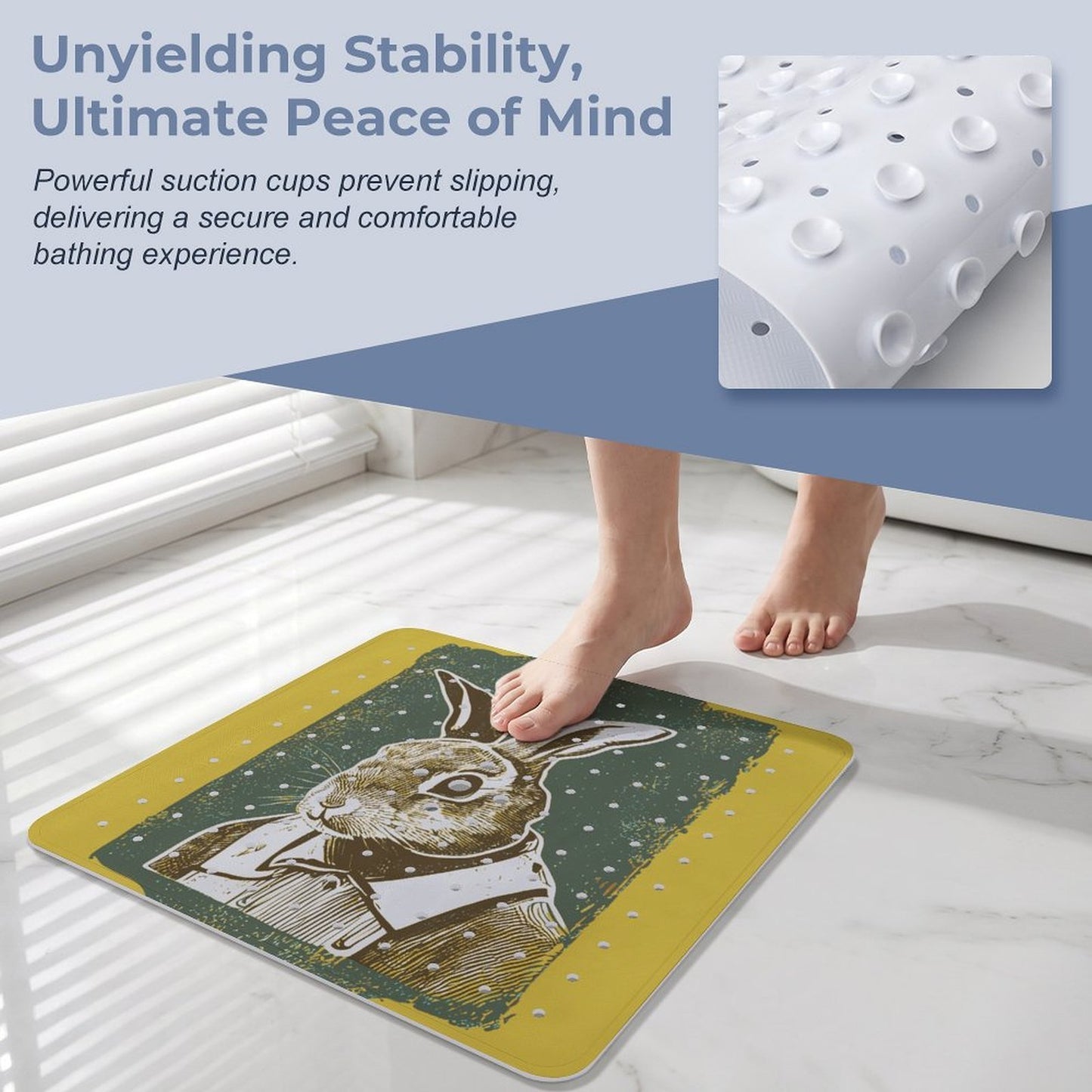 Custom Non-Slip Bath Mat with Suction Cups and Drainage Holes
