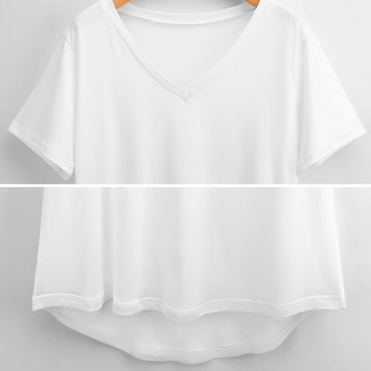 Custom Women's Milk Silk V-Neck T-Shirt | Personalized Soft Tee