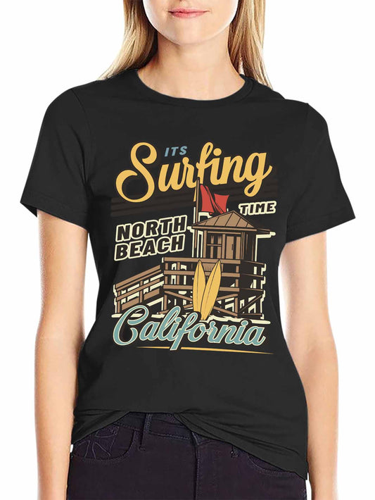 Personalized Custom Double-sided Print Womens / Ladies Cotton short-sleeved T-shirt with Text & Graphic Design