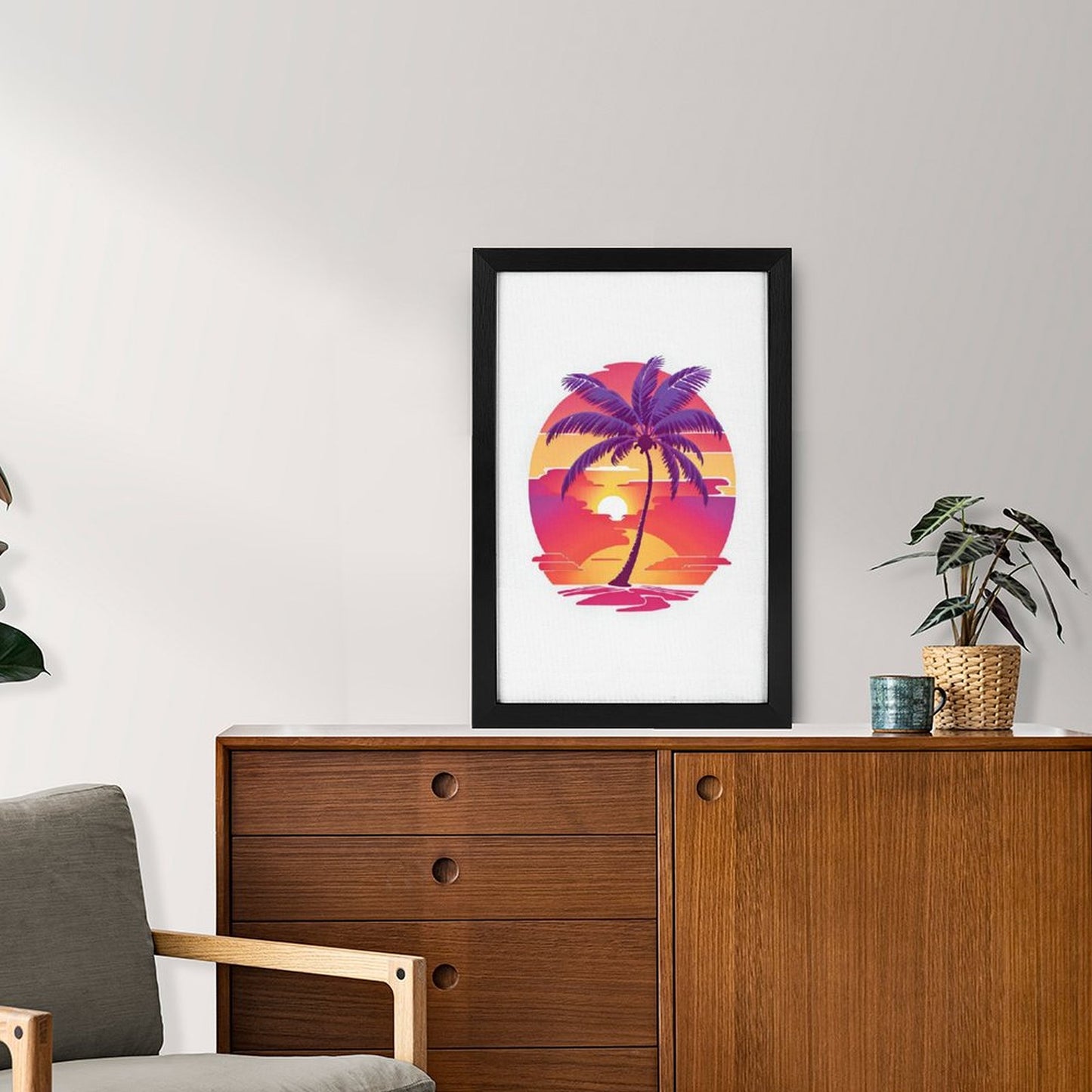 Custom Vertical Framed Canvas | Modern Black/Gold Wall Art