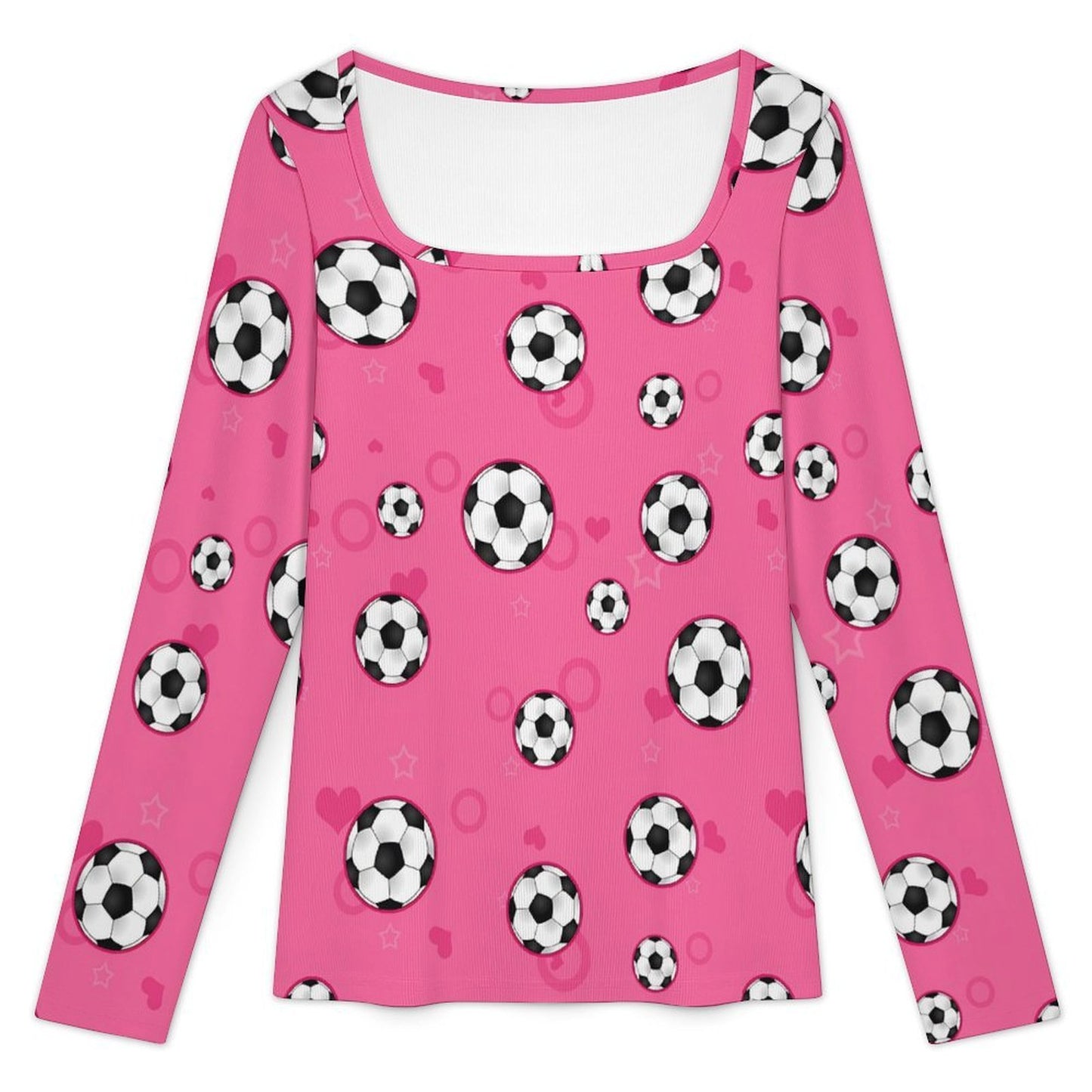 Custom Women's Square Neck Ribbed Long Sleeve Top