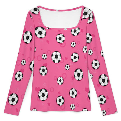 Custom Women's Square Neck Ribbed Long Sleeve Top
