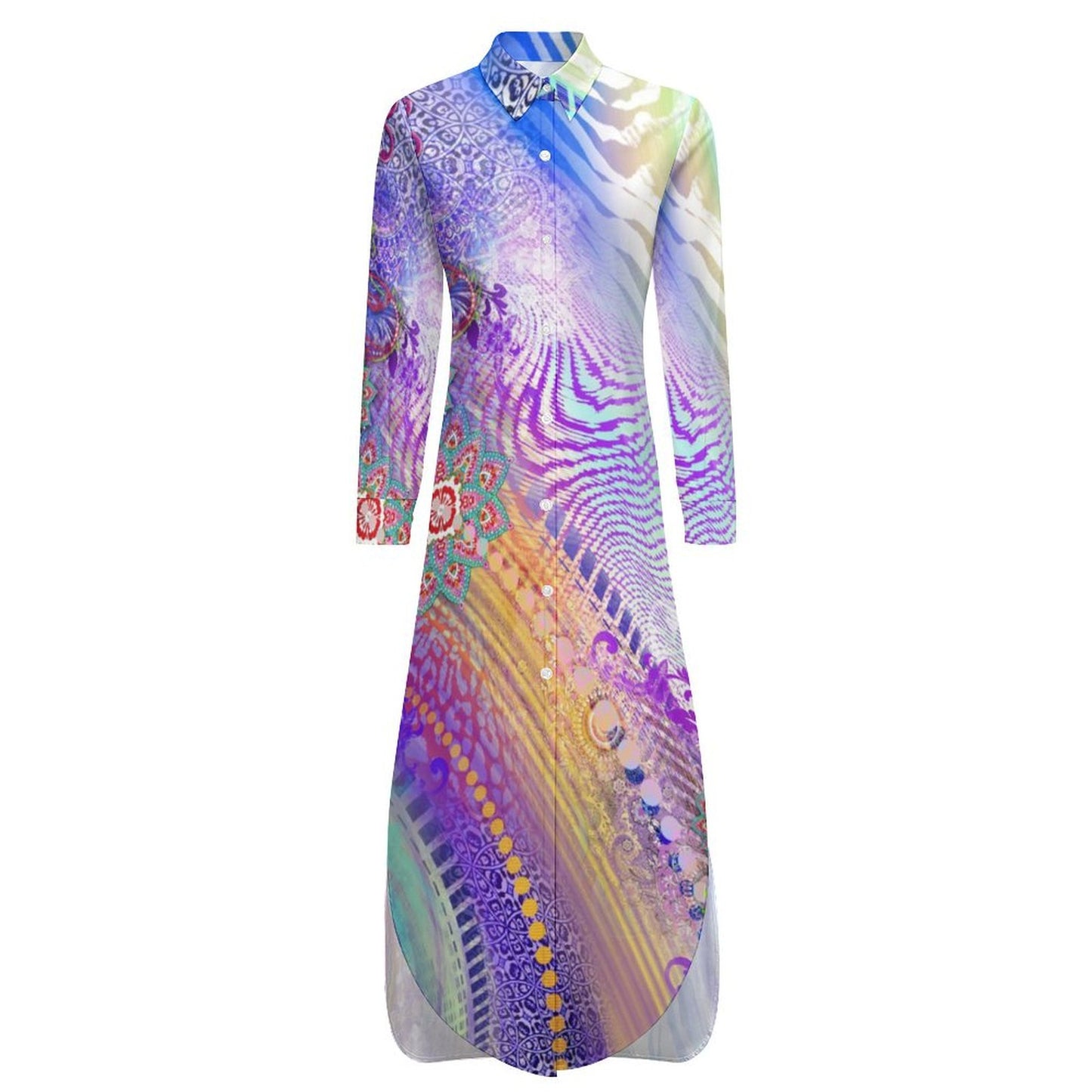 Personalized Button-Collar Shirt Dress | Custom 4-Way Stretch Tunic Dress